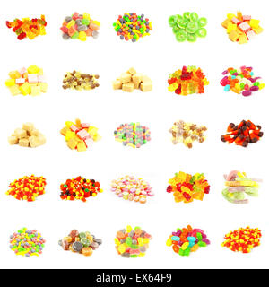 Les sucreries et bonbons sans motif de fond on White Banque D'Images