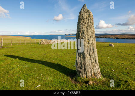 Pierre néolithique, Uyeasound, Unst, Shetland, Scotland, United Kingdom Banque D'Images