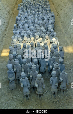 Des soldats et des chevaux en terre cuite de la dynastie des Han à Xuzhou, Jiangsu Province, China. Banque D'Images