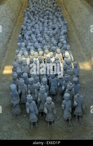 Des soldats et des chevaux en terre cuite de la dynastie des Han à Xuzhou, Jiangsu Province, China. Banque D'Images