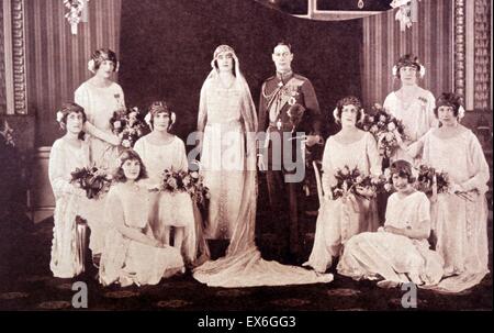 Mariage du Prince Albert plus tard le roi George VI, de Grande-Bretagne, à Elizabeth Bowes-Llyon (plus tard la reine Consort. 1923 Banque D'Images