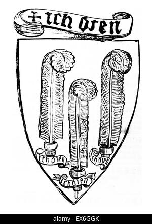 Insignes appartenant à Édouard de Woodstock (15 juin 1330 - 8 juin 1376), appelé le Prince Noir, fils aîné du roi Édouard III d'Angleterre Banque D'Images