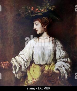 Rembrandt Harmenszoon van Rijn's painting intitulée 'Flora'. Rembrandt (1606-1669) peintre et graveur néerlandais de l'âge d'or hollandais et baroque. Datée 1634 Banque D'Images