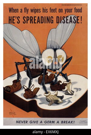 Lorsqu'une mouche essuie son pieds sur vos aliments, il n'est propagation de maladies !War Department, U.S. Government Printing Office, United States, 1944 Pendant la guerre, l'anti-vol des campagnes de santé liés aux éclosions d'insectes la dysenterie et d'autres maladies infectieuses. La c Banque D'Images