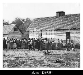 Les anciens esclaves sur une plantation à Beaufort, Caroline du Sud, 1862 Banque D'Images