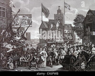 Gravure de l'artiste britannique & graveur, William Hogarth, 1697-1764 : Foire de Southwark Banque D'Images