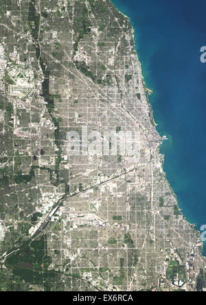 Color image satellite de Chicago, Illinois, USA. Image prise le 15 août 2014 avec les données de Landsat 8. Banque D'Images