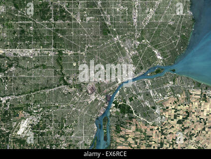 Color image satellite de Detroit, Michigan, USA. Image prise le 14 juin 2014 avec les données de Landsat 8. Banque D'Images