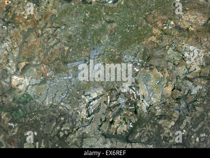 Color image satellite de Harare, Zimbabwe. Image prise le 28 août 2014 avec les données de Landsat 8. Banque D'Images