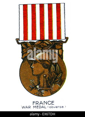 Médaille commémorative de la guerre 1914-1918 (avers) France a été attribué à des soldats et des marins pour participer à la Première Guerre mondiale 1. Banque D'Images