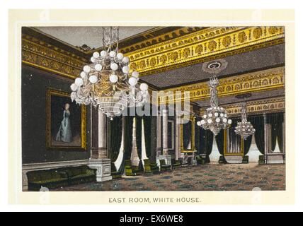 Photolithographie illustrant la East Room à la Maison Blanche, Washington D.C. en date du 1889 Banque D'Images