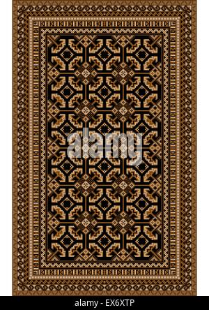 Tapis avec des tons beige et marron à motifs sur fond noir Illustration de Vecteur