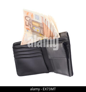 Portefeuille plein d'argent isolé Banque D'Images