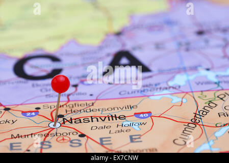 Nashville sur une carte de France Banque D'Images