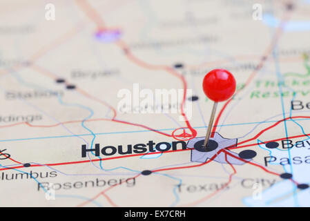 Houston coincé sur une carte de France Banque D'Images