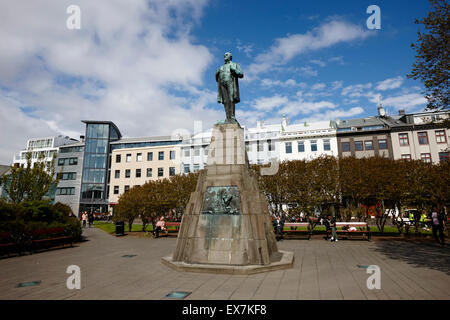 Austurvollur square public Reykjavik Islande Banque D'Images