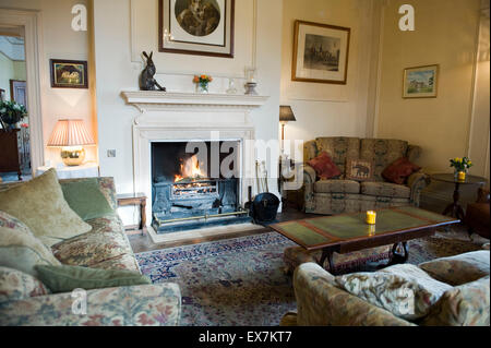 Ross-on-Wye, Herefordshire, Angleterre. Cheminée dans le salon à Glewstone Court Hotel and Restaurant © Becky Matthews Banque D'Images