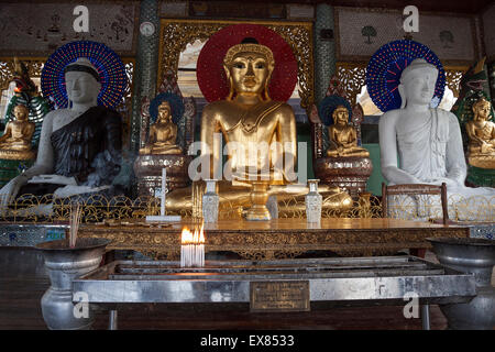 Les statues de Bouddha, de la pagode Shwedagon, Yangon, Myanmar Banque D'Images