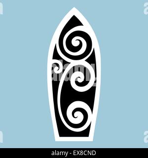 Planche de surf. Style de tatouage. Illustration de Vecteur