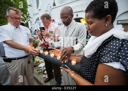 Service commémoratif en face d'Emanuel AME à Charleston, S.C. Banque D'Images