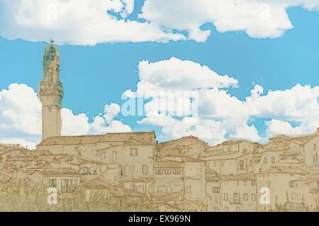 Panorama de Sienne, Toscane, Italie Illustration de Vecteur