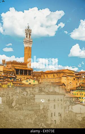 Panorama de Sienne, Toscane, Italie Illustration de Vecteur