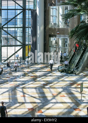 Le Jardin d'hiver Atrium, Brookfield Place dans Battery Park City, NYC, USA Banque D'Images