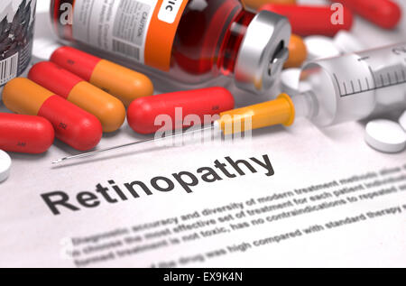 Le diagnostic de la rétinopathie. Concept médical. Banque D'Images