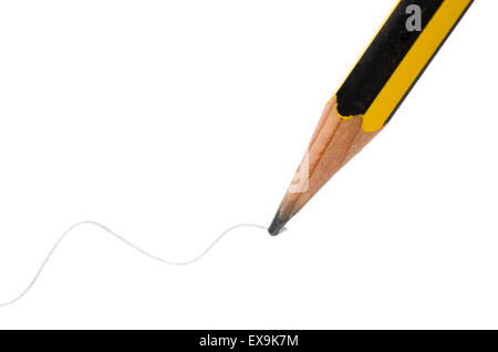 Laissant un crayon doodle ondulées sur fond blanc Banque D'Images