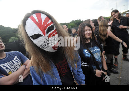 Jáchymov, République tchèque. 09 juillet 2015. Photo des fans pendant le Festival de musique International Masters of Rock à Jáchymov, République tchèque, le 9 juillet 2015. Credit : Dalibor Gluck/CTK Photo/Alamy Live News Banque D'Images