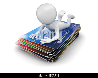 Homme avec les cartes de crédit (chemin inclus) Banque D'Images