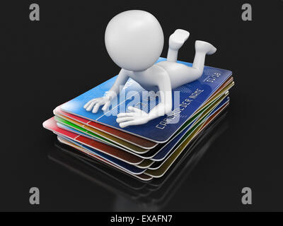 Homme avec les cartes de crédit (chemin inclus) Banque D'Images