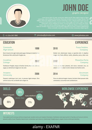 Curriculum vitae CV CV Cool template design avec contraste Dark and Light Banque D'Images