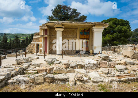 Les ruines de Knossos, le plus grand site archéologique de l'âge du Bronze, civilisation minoenne, Crète, îles grecques, Grèce, Europe Banque D'Images