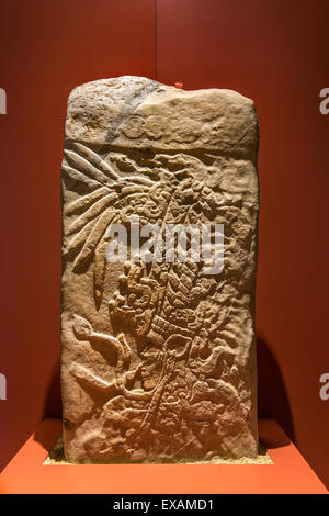 La stèle de Chinkultic ruines Maya, au Museo de los Altos, San Cristobal de las Casas, Chiapas, Mexique Banque D'Images