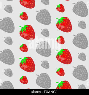 Motif fraise. Arrière-plan transparent, juteux et frais, dessert, organiques vecteur illustration naturel sain mûrs Banque D'Images