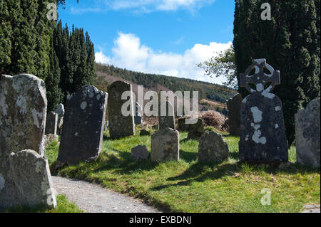 Ancien cimetière des Irlandais en Irlande Wicklow mountain national park Banque D'Images