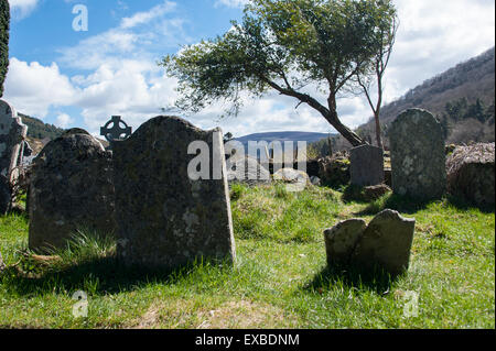 Ancien cimetière des Irlandais en Irlande Wicklow mountain national park Banque D'Images