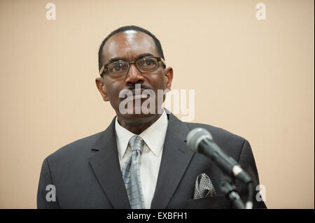 Philadelphie, Pennsylvanie, USA. 10 juillet, 2015. RODNEY MUHAMMAD, Président de la NAACP à Philadelphie le jour de l'ouverture de la presser pour la NAACP Convention nationale qui aura lieu à Philadelphie PA © Ricky Fitchett/ZUMA/Alamy Fil Live News Banque D'Images