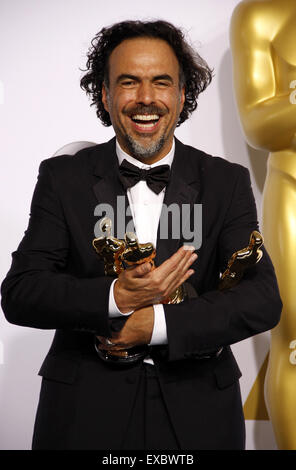 Alejandro Gonzalez Inarritu à la 87e annuelle des Academy Awards - Salle de presse. Banque D'Images