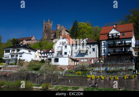 Neckarsteinach mittelburg château Rivière Neckar heidelberg allemagne Banque D'Images