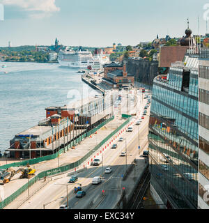 STOCKHOLM, Suède - le 29 juillet 2014 : remblai à Stockholm, lors de l'été journée ensoleillée, Suède Banque D'Images