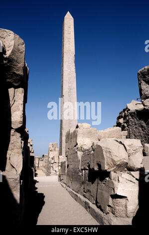 Karnak, Louxor, Egypte. Temple de Karnak sacré pour dieu Amon : obélisque du pharaon Hatshepsout ou Maatkara Banque D'Images