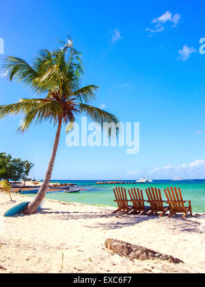 Belle plage des Caraïbes sur l'île de Saona, République Dominicaine Banque D'Images