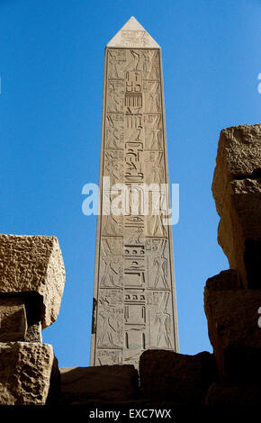 Karnak, Louxor, Egypte. Temple de Karnak sacré pour dieu Amon : l'obélisque d'Hatshepsout ou Maakara. Banque D'Images