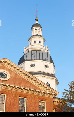 Le dôme de la Maryland State House historique d'Annapolis, Maryland. Banque D'Images