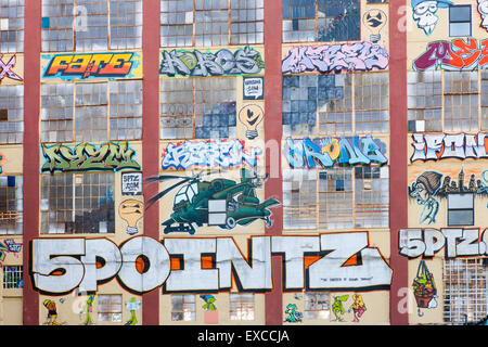 Un mur de l'espace mural 5Pointz à Long Island City, Queens, New York. Banque D'Images