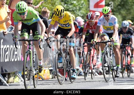 Rennes, France. 11 juillet, 2015. Tour de France en vélo, l'étape 8. Rennes à Mur de Bretagne. Christopher FROOME de l'équipe Sky sur le mur de Bretagne Crédit monter : Action Plus Sport/Alamy Live News Banque D'Images