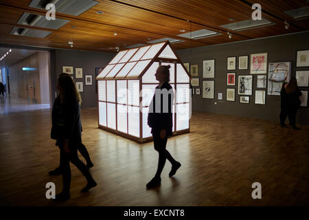 L'intérieur de l'art Whitworth Art Gallery , à effet lumineux allumé au milieu du premier espace est une serre-comme str Banque D'Images