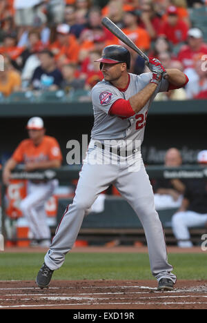 Baltimore, MD, USA. 11 juillet, 2015. Nationals de Washington DH Clint Robinson (25). Nationals de Washington contre Baltimore Orioles à l'Oriole Park at Camden Yards de Baltimore, MD, le 11 juillet 2015. Credit : Cal Sport Media/Alamy Live News Banque D'Images